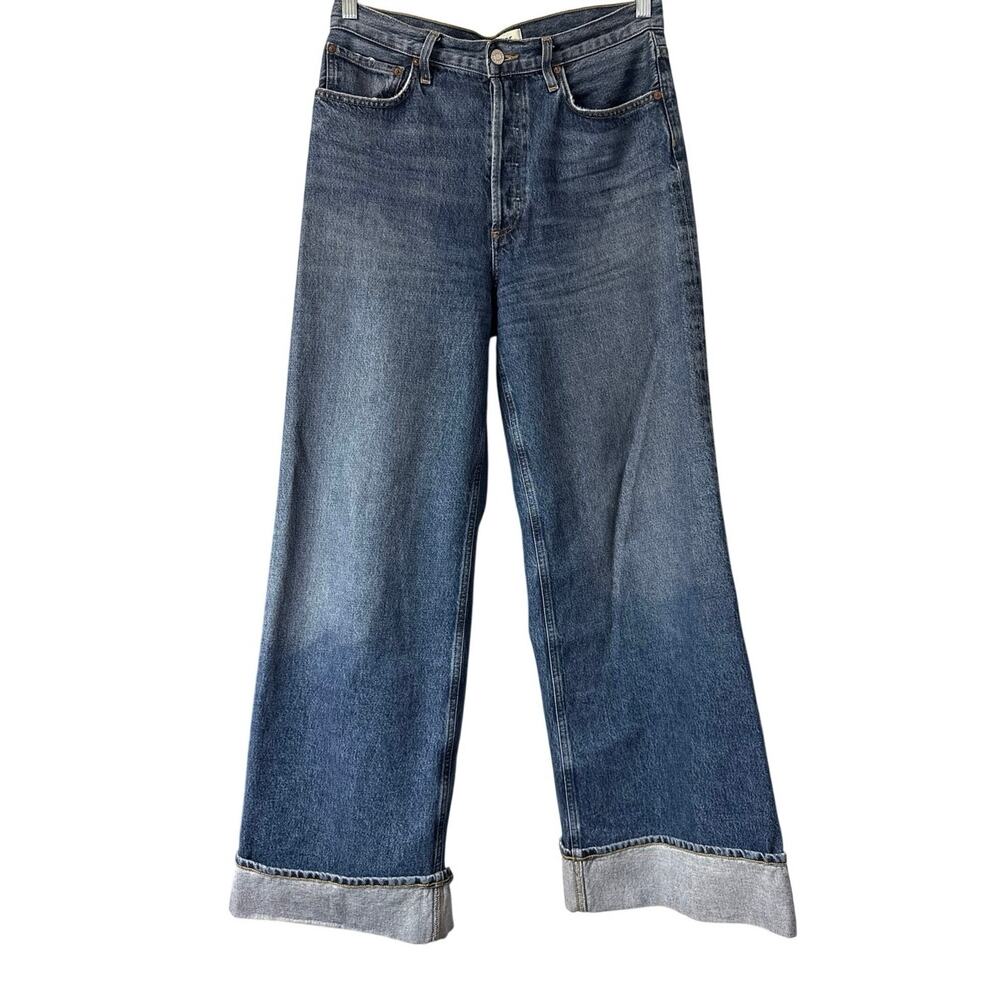 AGOLDE Dame High Rise Wide Leg Cuffed Jean Medium Wash | Women’s Size 28 EUC - Picture 2 of 12